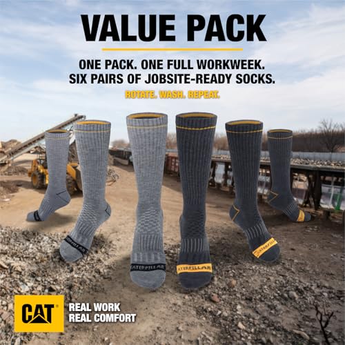Cat mens 3pack Half Cushioned Crew Sock Light GreyHeather Grey 6 Pack XLarge US - Image 3