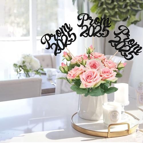 Rsstarxi 12 Pack Prom 2025 Graduation Party Decorations, Black Centerpieces, Class of 2025 Grad Table Toppers - Image 4