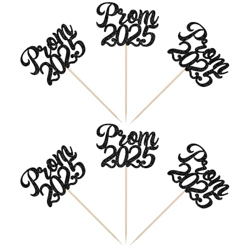 Rsstarxi 12 Pack Prom 2025 Graduation Party Decorations, Black Centerpieces, Class of 2025 Grad Table Toppers - Image 3