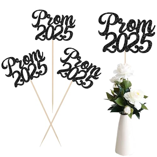 Rsstarxi 12 Pack Prom 2025 Graduation Party Decorations, Black Centerpieces, Class of 2025 Grad Table Toppers - Image 1