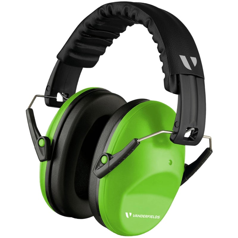 Vanderfields Premium Hearing Protection Ear Muffs Broad Spectrum Sound Reduction 332dB at 2K Hz Noise Cancelling Headset Safety Noise Cancellation Headphones Kids 312 Green Fields