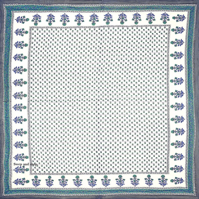 Hopee Shop 210 TC Cotton Jaipuri Floral Print Double Bed Light Weight Rajasthani Traditional Razai Blue White King - Image 5