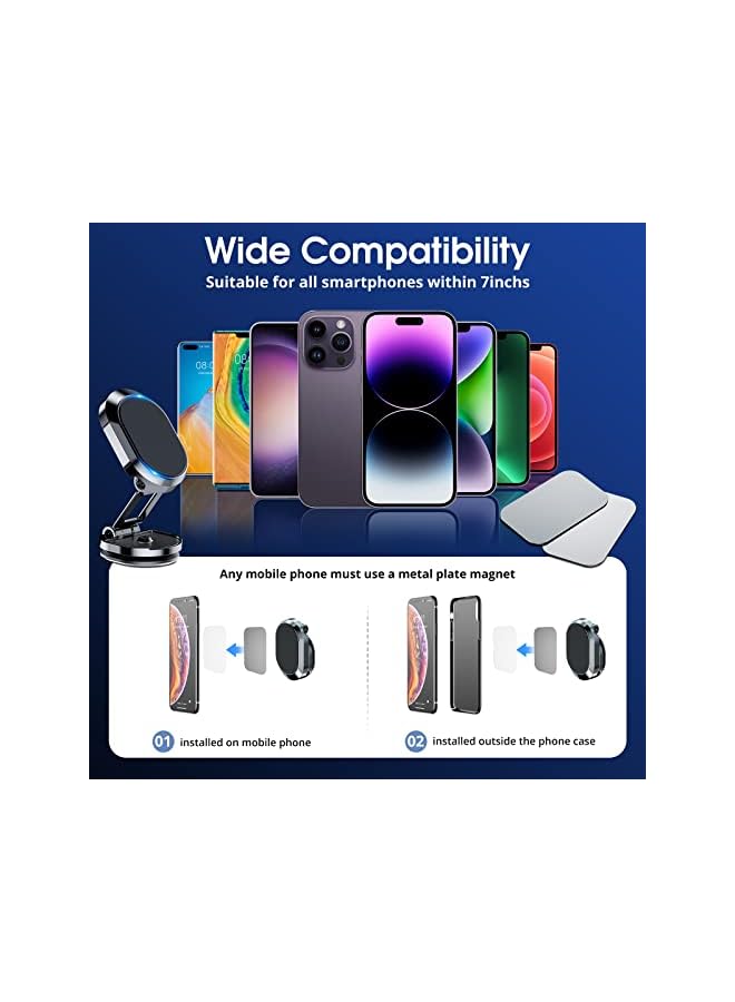 S-TOP Mobile Holder Magnetic Car Phone Holder for Dashboard,Super Strong Alloy,360° Rotating Universal Phone Mount Secure Magnetic Stand for All Smartphones Adjustable Car Holder Safe Driving - Image 3