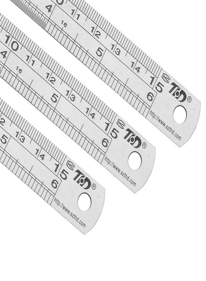 ZZTX Ruler Metal Straight Edge Stainless Steel Ruler 6 Inch Ruler Set Rulers Bulk 12 Pack - Image 3
