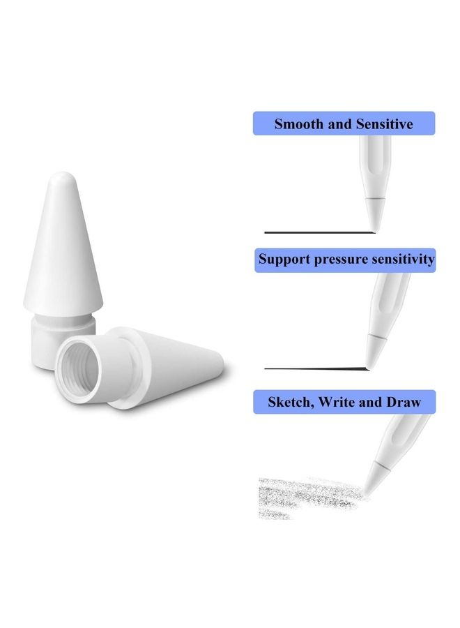 اليشمك طقم رؤوس بديلة من 4 قطع لقلم أبل من الجيل الأول والثاني أبيض - Image 3