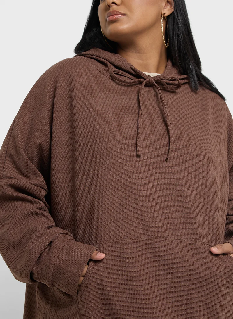 Ginger Plus Oversized Hoodie With Seam Detail