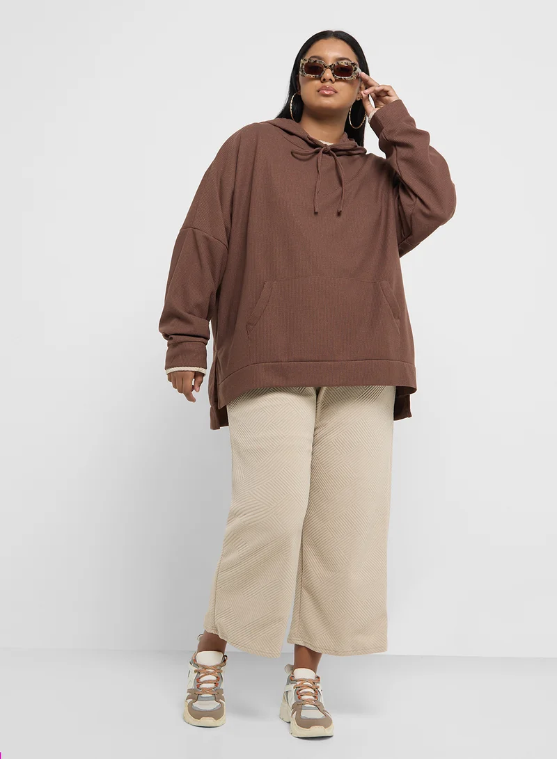 Ginger Plus Oversized Hoodie With Seam Detail