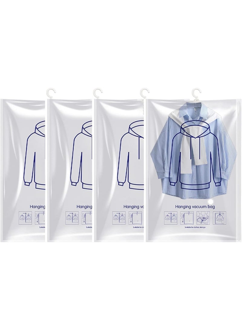 Luckam Hanging Vacuum Storage Bags for Clothes, Clear Space Saver Bags, Reusable Closet Organizer for Suits, Dresses, Airtight Vacuum Seal Storage Bag for Travel, Home (4 Pcs, Transparent) - Image 2