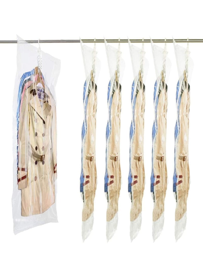 Luckam Hanging Vacuum Storage Bags for Clothes, Clear Space Saver Bags, Reusable Closet Organizer for Suits, Dresses, Airtight Vacuum Seal Storage Bag for Travel, Home (4 Pcs, Transparent) - Image 1