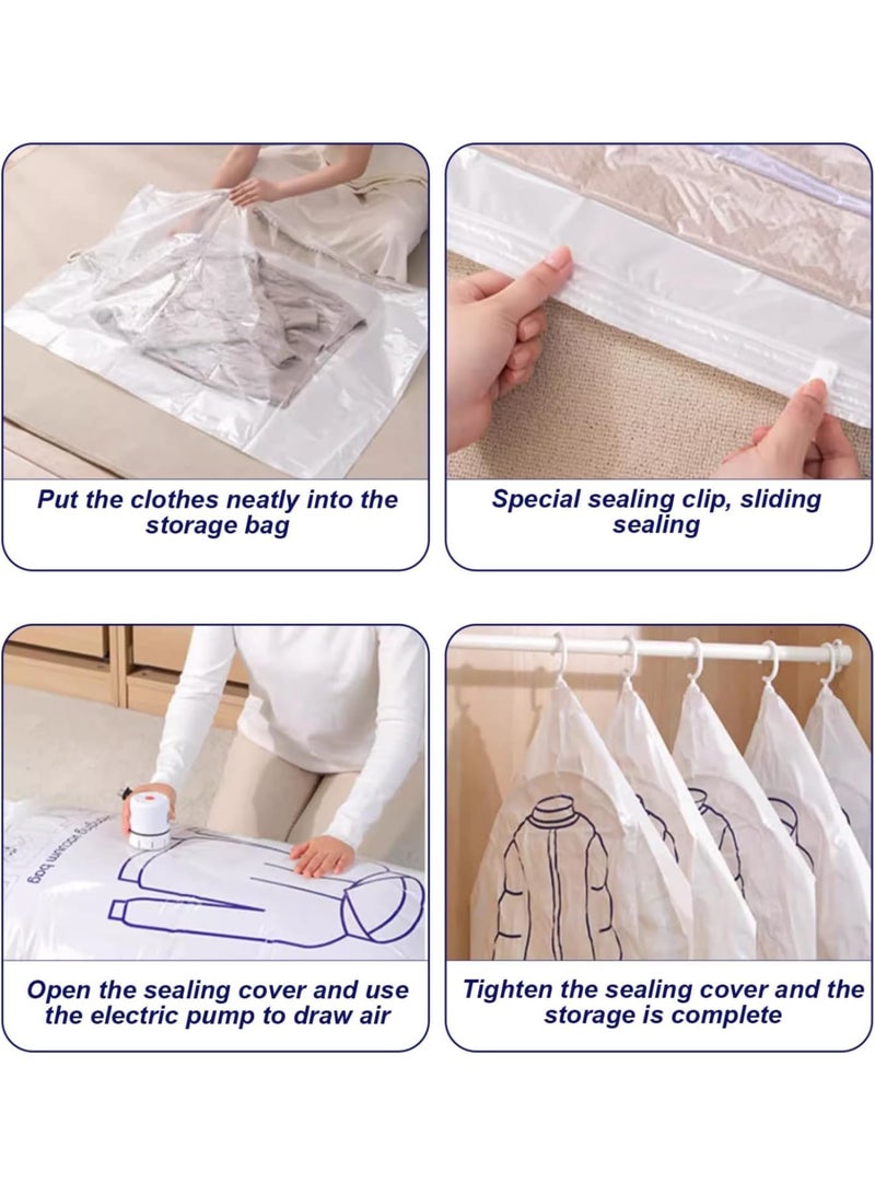 Luckam Hanging Vacuum Storage Bags for Clothes, Clear Space Saver Bags, Reusable Closet Organizer for Suits, Dresses, Airtight Vacuum Seal Storage Bag for Travel, Home (4 Pcs, Transparent) - Image 5