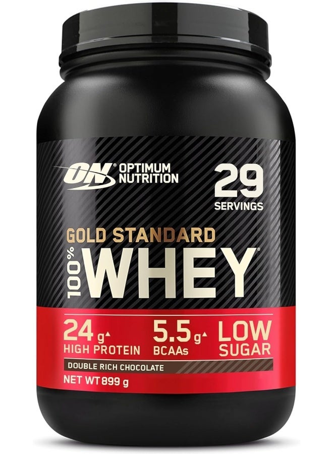 Optimum Nutrition Gold Standard 100% Whey Protein Powder Primary Source Isolate, 24 Grams of Protein for Muscle Support and Recovery - Double Rich Chocolate, 2 Lbs, 29 Servings (907 Grams) - Image 1