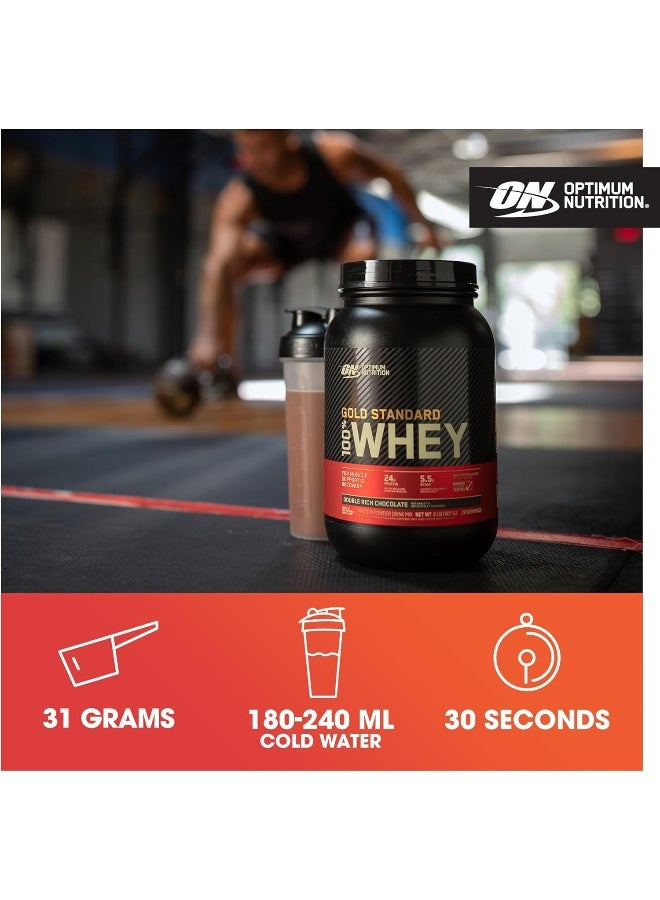 Optimum Nutrition (ON) Gold Standard 100% Whey Protein Powder Primary Source Isolate, 24 Grams of Protein for Muscle Support and Recovery - Double Rich Chocolate, 2 Lbs, 29 Servings (907 Grams) - Image 4