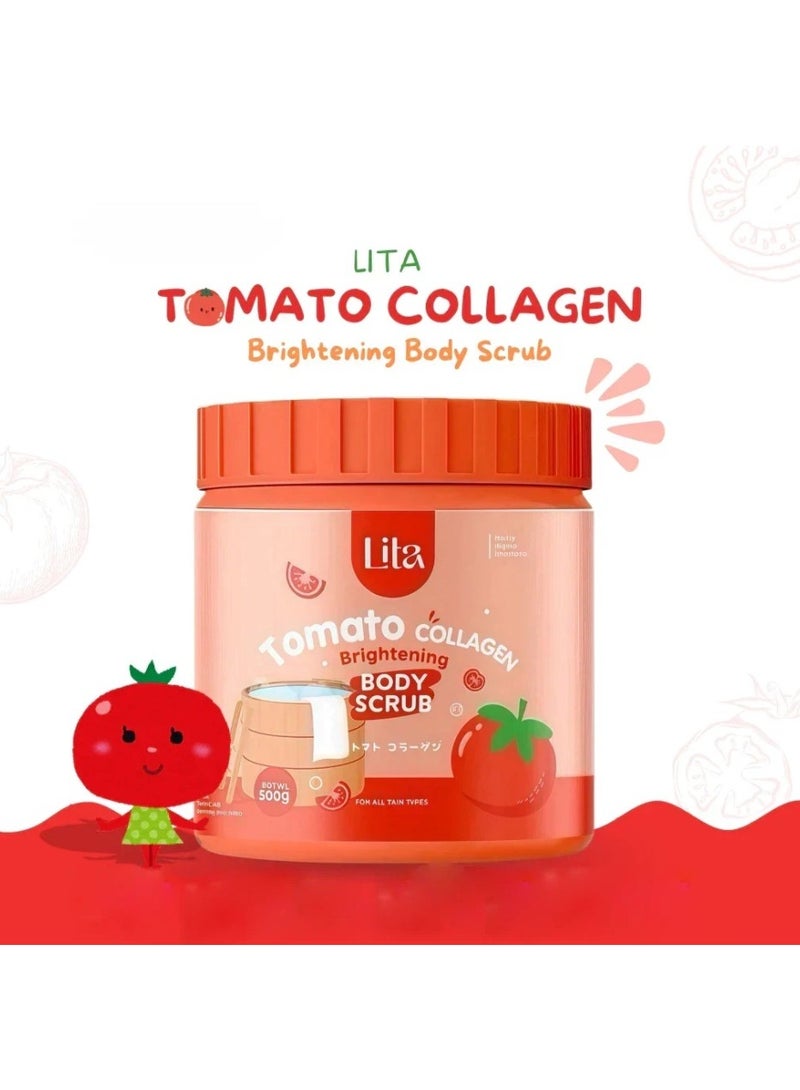 Lita Tomato Collagen Brightening Body Scrub 500g | Exfoliating Skin Polish for Smooth & Radiant Skin - Image 1