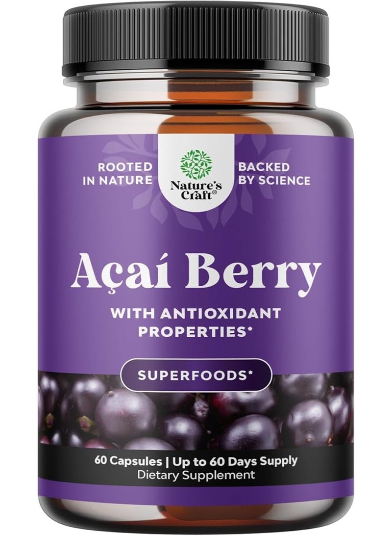 Natures Craft Acai Berry Capsules Antioxidant Supplement -  Memory Supplement for Brain Health - Image 1