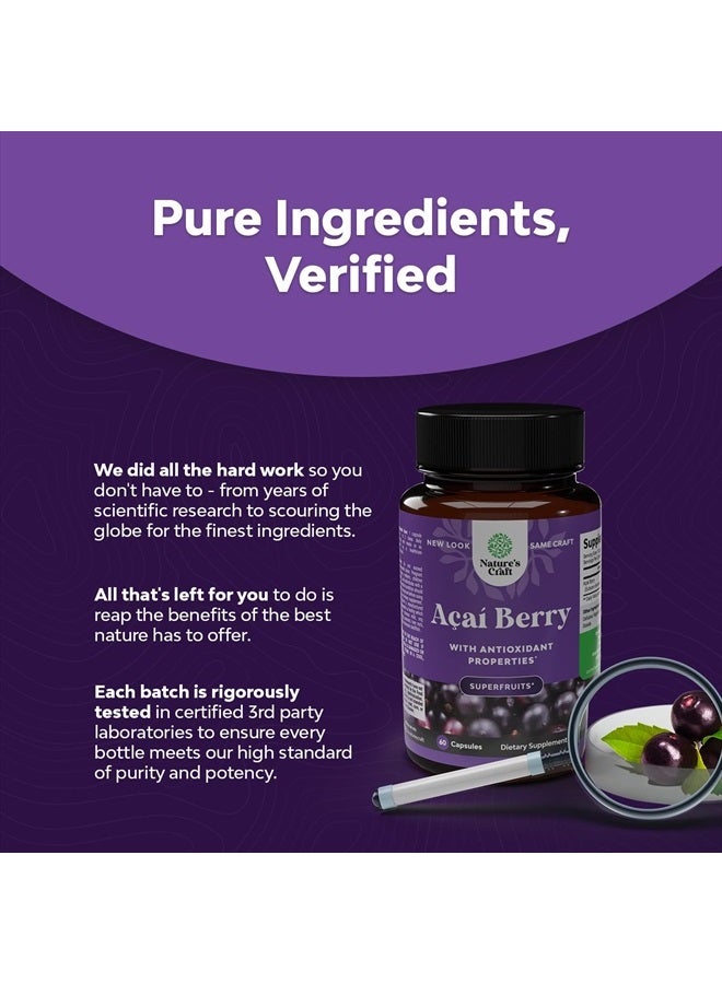 Natures Craft Acai Berry Capsules Antioxidant Supplement -  Memory Supplement for Brain Health - Image 4