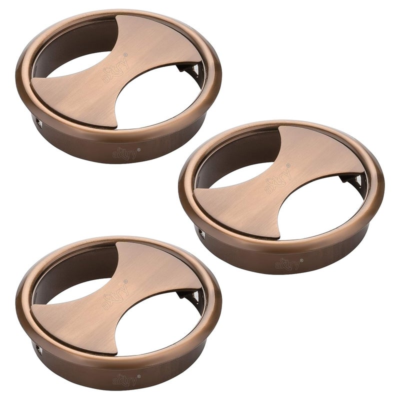 Axtry Axtry 25 Inch Stainless Steel Cable Manager Cable Hole Cover Grommet Wire Cable Organiser Manager Rose Gold Finish Pack of 3  - Image 1