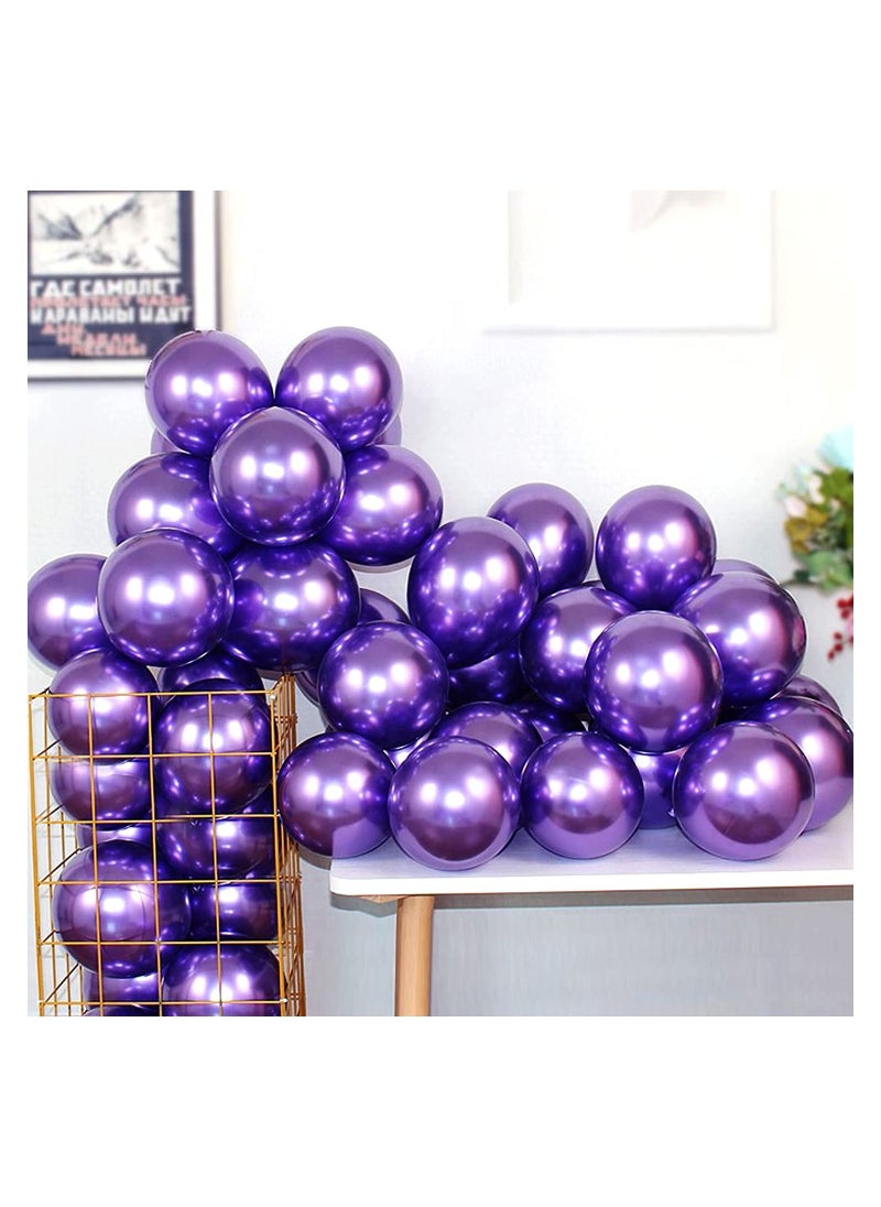 Metallic Chrome Balloons 50 Pcs 12 Inch Helium Shiny Thicken Latex Party Decoration (Chrome Purple)