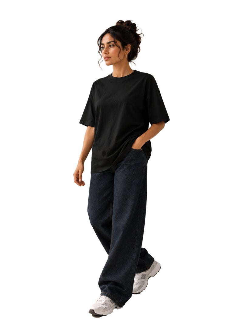 Nileton T-Shirt Drop Shoulder Oversized - Black - Image 1