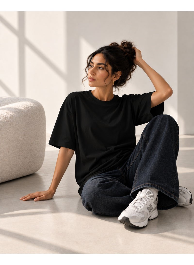 Nileton T-Shirt Drop Shoulder Oversized - Black - Image 2