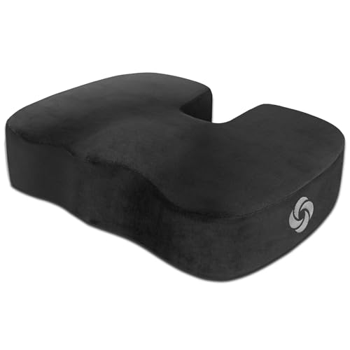 Samsonite Memory Foam Seat Cushion – Ergonomic Cushion for Office Chair, Tailbone Pressure Pad, Coccyx Support for Sciatica, Supportive Seat for Car, Desk, and Gaming Chairs, Black - Image 1