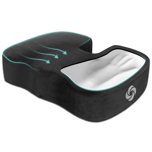 Samsonite Memory Foam Seat Cushion – Ergonomic Cushion for Office Chair, Tailbone Pressure Pad, Coccyx Support for Sciatica, Supportive Seat for Car, Desk, and Gaming Chairs, Black - Image 2