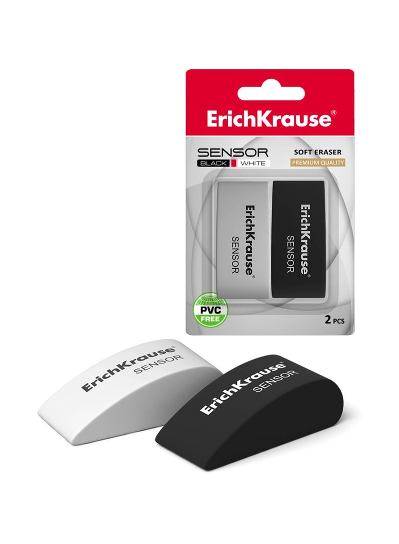 ErichKrause ممحاة قلم رصاص ناعمة بحساس 2 قطعة بألوان متنوعة - Image 1