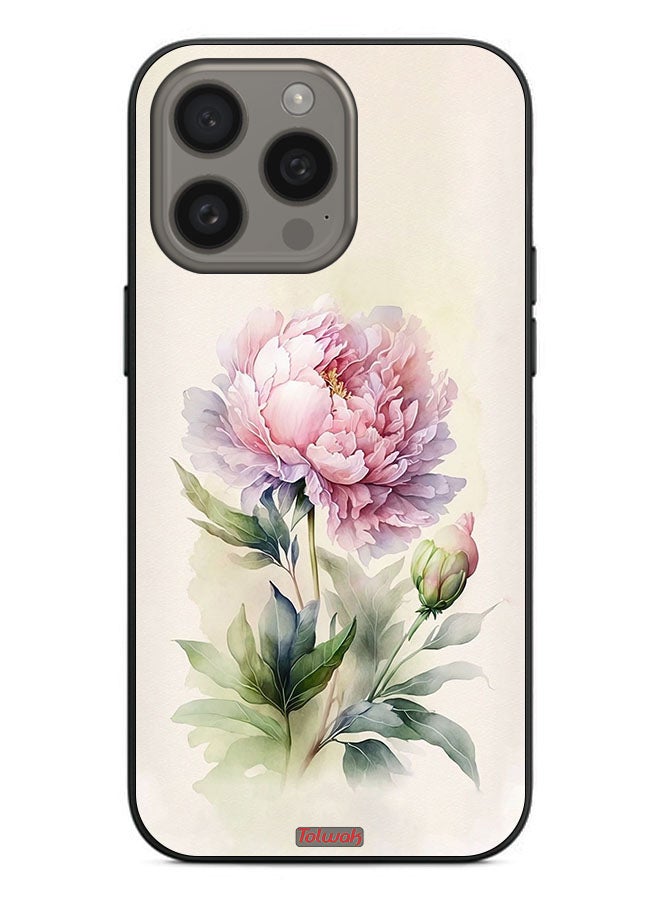 Tolwak Apple iPhone 15 Pro Protective Case Cover Watercolor Rose Paint Art - Image 2