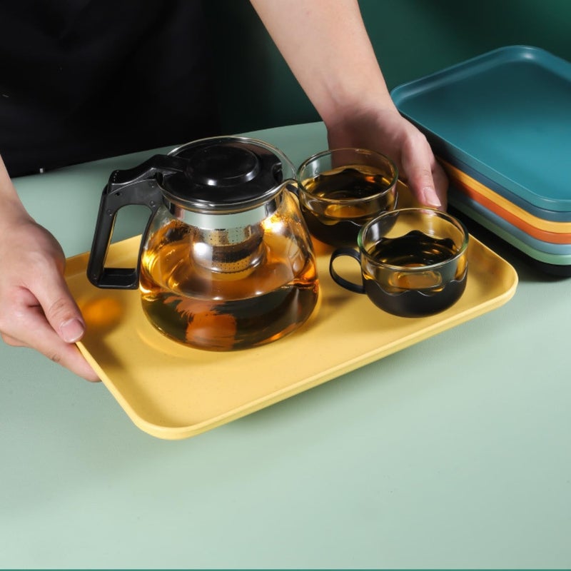 WE-CEF WE - CEF Wheat Straw Trays for Food Serving Rectangular Serving Platters Parties,and Weddings Sturdy & Reusable Buffet Trays for Restaurants (Yellow 2-25+38 CM) - Image 3