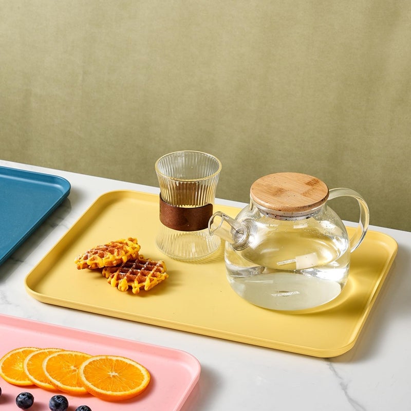WE-CEF WE - CEF Wheat Straw Trays for Food Serving Rectangular Serving Platters Parties,and Weddings Sturdy & Reusable Buffet Trays for Restaurants (Yellow 2-25+38 CM) - Image 2
