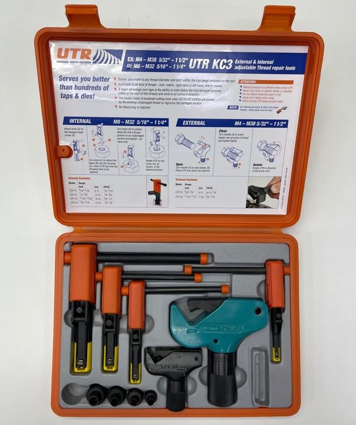 UTR KC3 External Internal Adjustable Restorers Universal Thread Repair Tool Kit Easily Replaces Hundreds of Taps and Dies All In One Patented Solution - Image 1