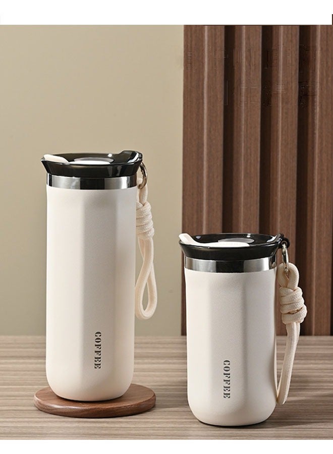 Stainless Steel Coffee Mug with Lid – Reusable Double Wall Travel Coffee Mug for Hot and Cold Drinks, Leak-Proof, Easy to Clean – Available in 350ml (12oz) and 500ml (17oz) – White - Image 1
