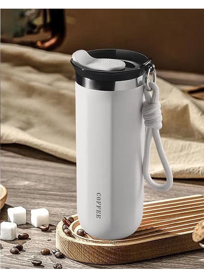 Stainless Steel Coffee Mug with Lid – Reusable Double Wall Travel Coffee Mug for Hot and Cold Drinks, Leak-Proof, Easy to Clean – Available in 350ml (12oz) and 500ml (17oz) – White - Image 4