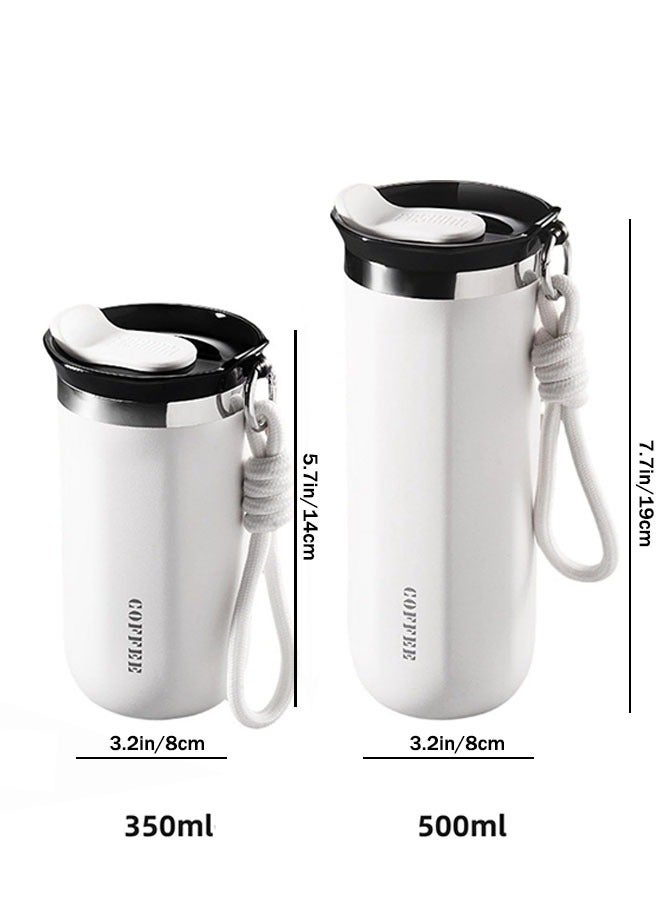 Stainless Steel Coffee Mug with Lid – Reusable Double Wall Travel Coffee Mug for Hot and Cold Drinks, Leak-Proof, Easy to Clean – Available in 350ml (12oz) and 500ml (17oz) – White - Image 2