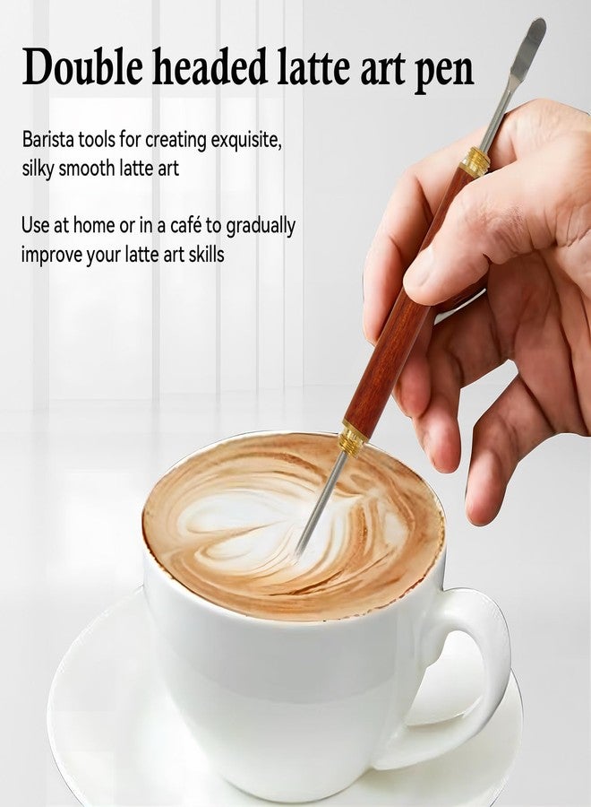 CaLeQi Latte Art Pen 1Pcs,Stainless Steel and Brass with Rosewood Handle of Tools - Barista Tools for Art on Latte,Cappuccino,Espresso - Perfect Coffee Accessories for Coffee Bar - Image 5