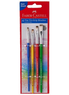 Faber-Castell Tri-Grip Brush - Flat, Pack of 4 (Assorted)