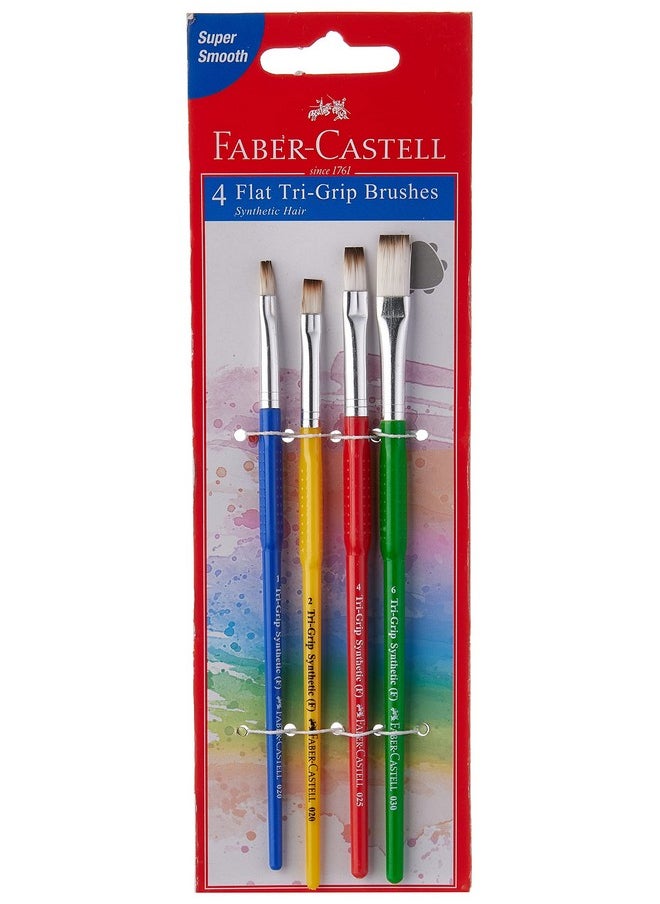 FABER-CASTELL - Faber-Castell Tri-Grip Brush - Flat, Pack of 4 (Assorted) - Image 1