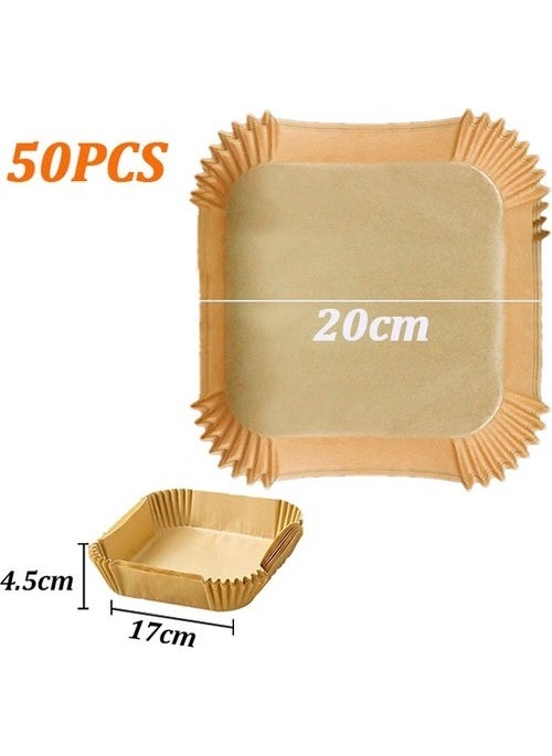 Tamu Airfryer Baking Paper 50 Pieces Air Fryer Square Model Baking Paper Airfryer Oil-Free Fryer  - Image 2