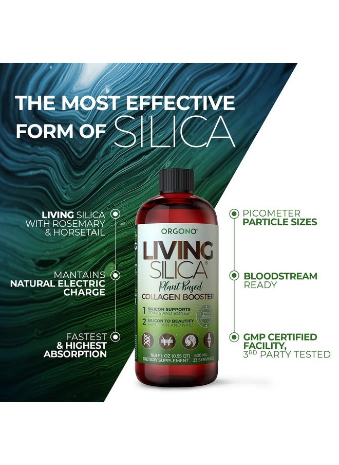 Orgono Living Silica - Living Silica Plant Based Collagen Booster Vegan Collagen Booster ; Supports Healthy Collagen And Elastin Production For Joint & Bone Support Glowing Skin Strong Hair & Nails 500 ML - Image 1