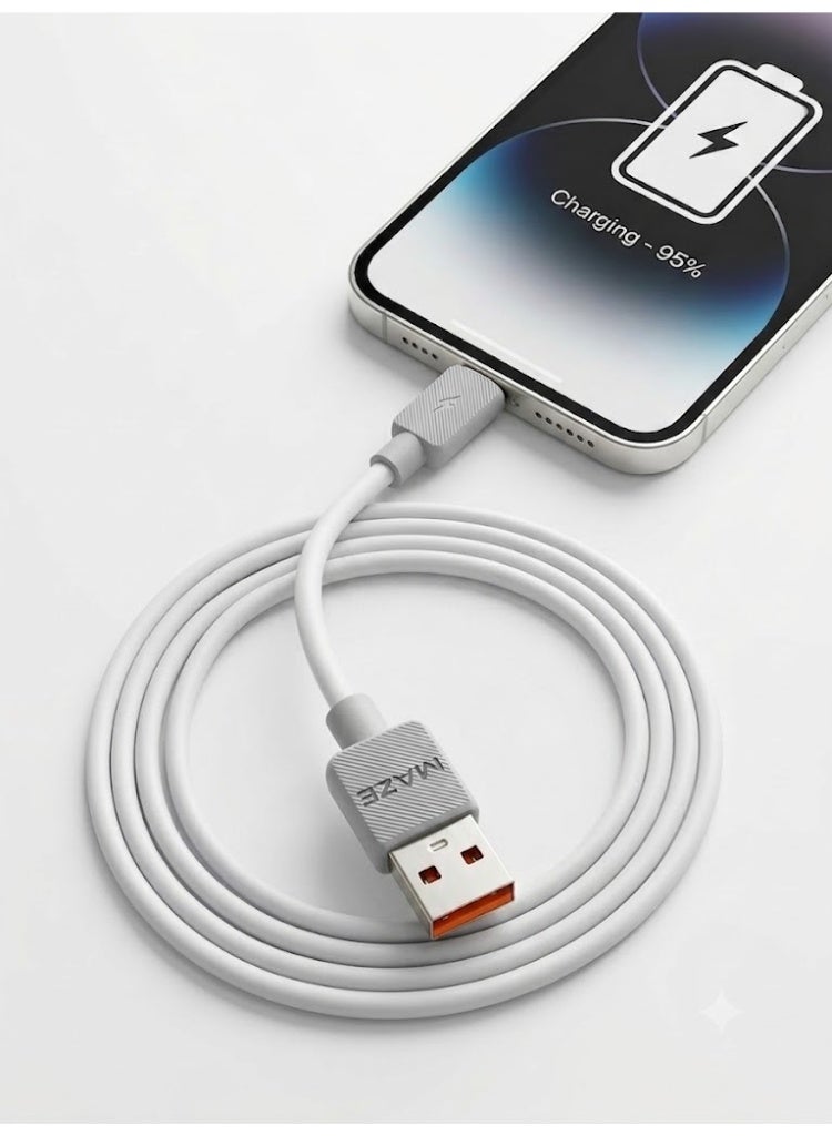 ميذ كابل شحن سريع بقوة 20 واط (USB-A إلى Lightning) – يدعم الشحن السريع (QC 3.0) ونقل البيانات بسرعة 480 ميجابت في الثانية، يتميز بتصميم متين ومجدول من النايلون ومقاوم للانحناء، بطول 1 متر، متوافق مع أجهزة iPhone وiPad والأجهزة المزودة بمنفذ Lightning. - Image 4