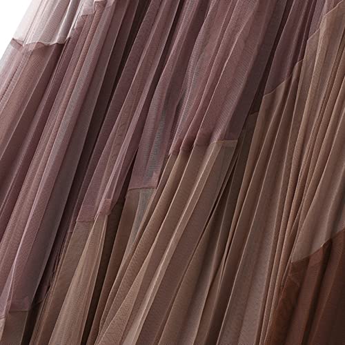 Dirholl Women's A-Line Fairy Patterned Elastic Waist Ruffle Tulle Layered Midi Skirt Split Joint Pink - Image 5