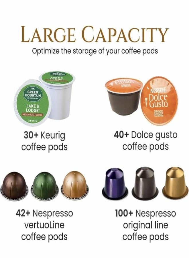 MosJos Coffee Pod Holder - Large Capacity Black Wire K Cup Storage with Wooden Base - Modern Coffee Basket Decor for Kitchen Countertop for Keurig Kcups & Espresso Capsules - Image 4