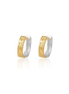 18K Gold Square Geometric Two Tone Earrings For Women