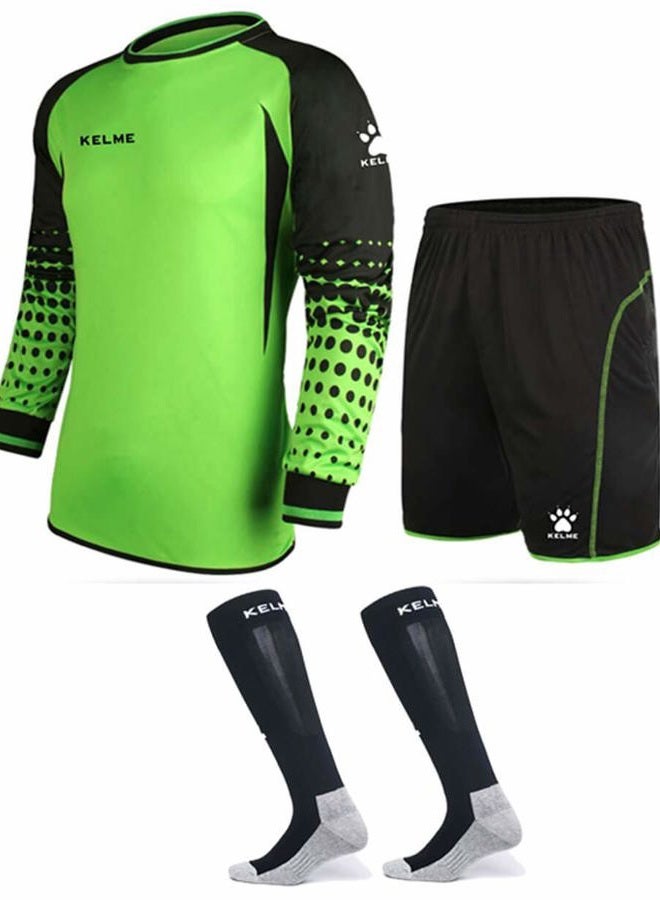 KELME Soccer Goalie Jersey Padded Uniform Kit - Goalkeeper Jersey, Shorts, Socks - Mens Football Padded Shirt Kids/Adult size, Blue, XS - Image 1