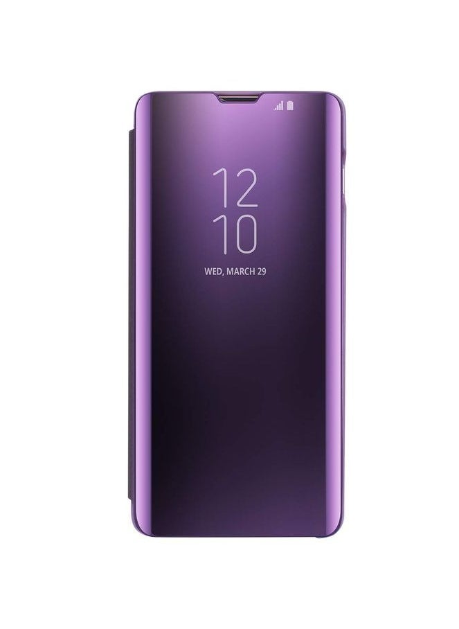 Generic - For Samsung Galaxy S20 FE Clear View Flip Case , Without Sensor , Stand Watching Position , Mirror Full Protection Cover Compatible With Samsung Galaxy S20 FE (6.5’) (Purple) - Image 1
