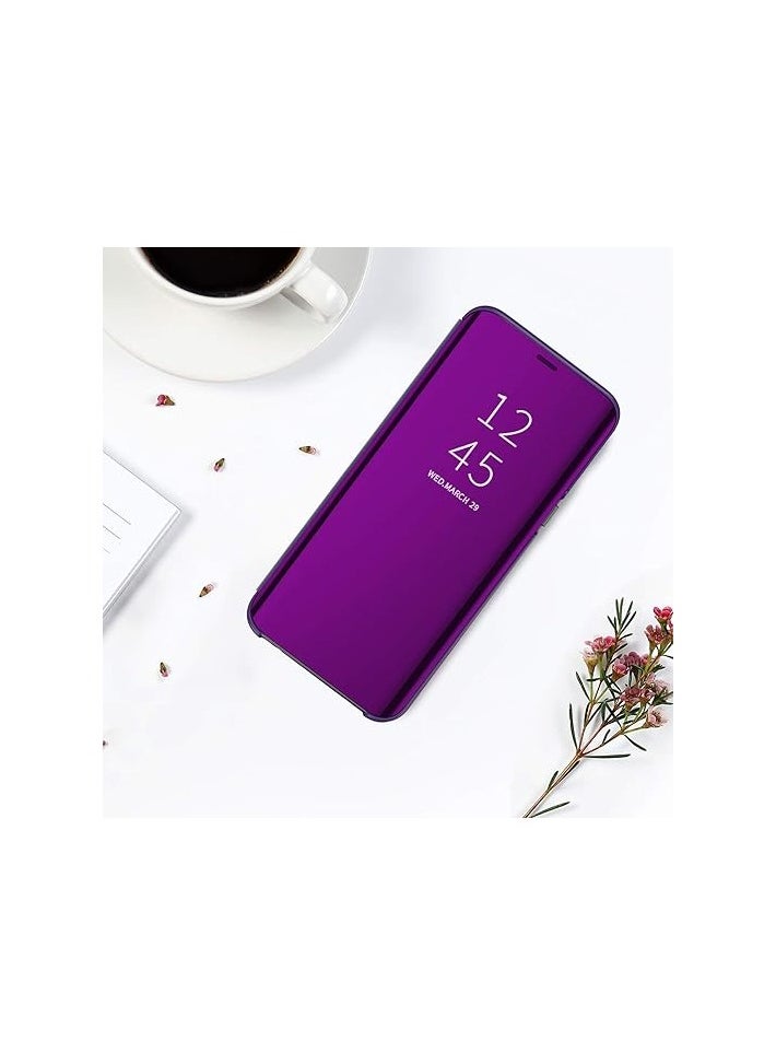 Generic - For Samsung Galaxy S20 FE Clear View Flip Case , Without Sensor , Stand Watching Position , Mirror Full Protection Cover Compatible With Samsung Galaxy S20 FE (6.5’) (Purple) - Image 1