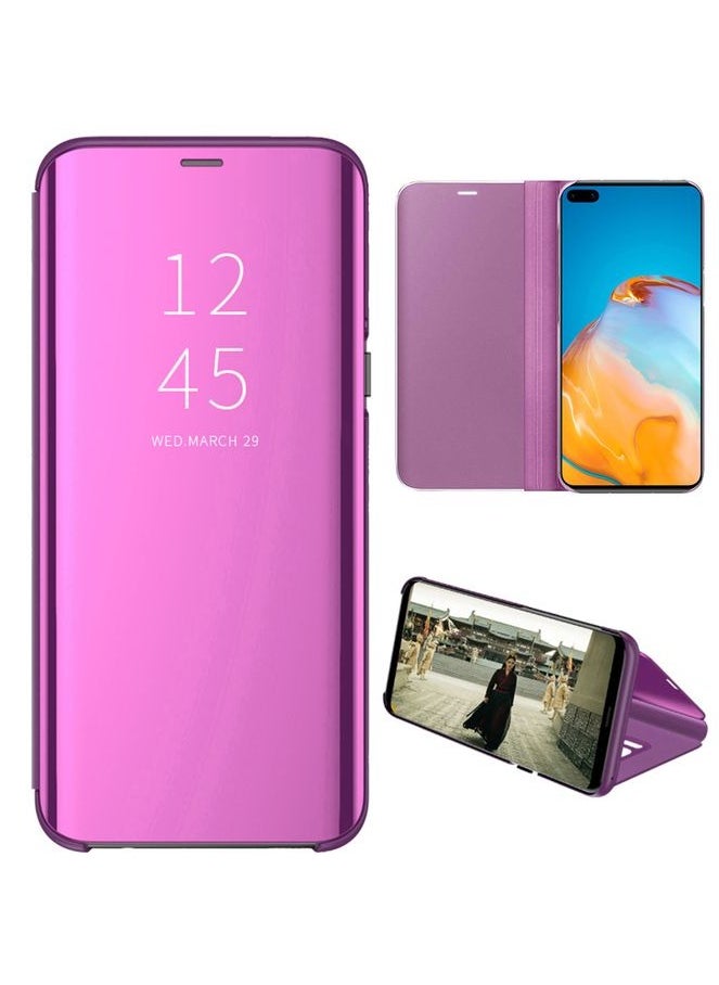 Generic - For Samsung Galaxy S20 FE Clear View Flip Case , Without Sensor , Stand Watching Position , Mirror Full Protection Cover Compatible With Samsung Galaxy S20 FE (6.5’) (Purple) - Image 1