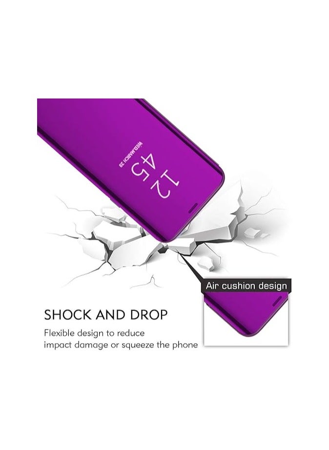 Generic - For Samsung Galaxy S20 FE Clear View Flip Case , Without Sensor , Stand Watching Position , Mirror Full Protection Cover Compatible With Samsung Galaxy S20 FE (6.5’) (Purple) - Image 1