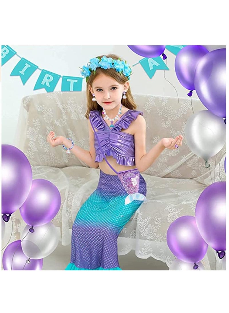 Sweet seven Enchanting Mermaid Princess Necklace, Bracelet, and Ear Clips Set - Colorful Pretend Play Accessories for Girls' Party Dresses - Image 2