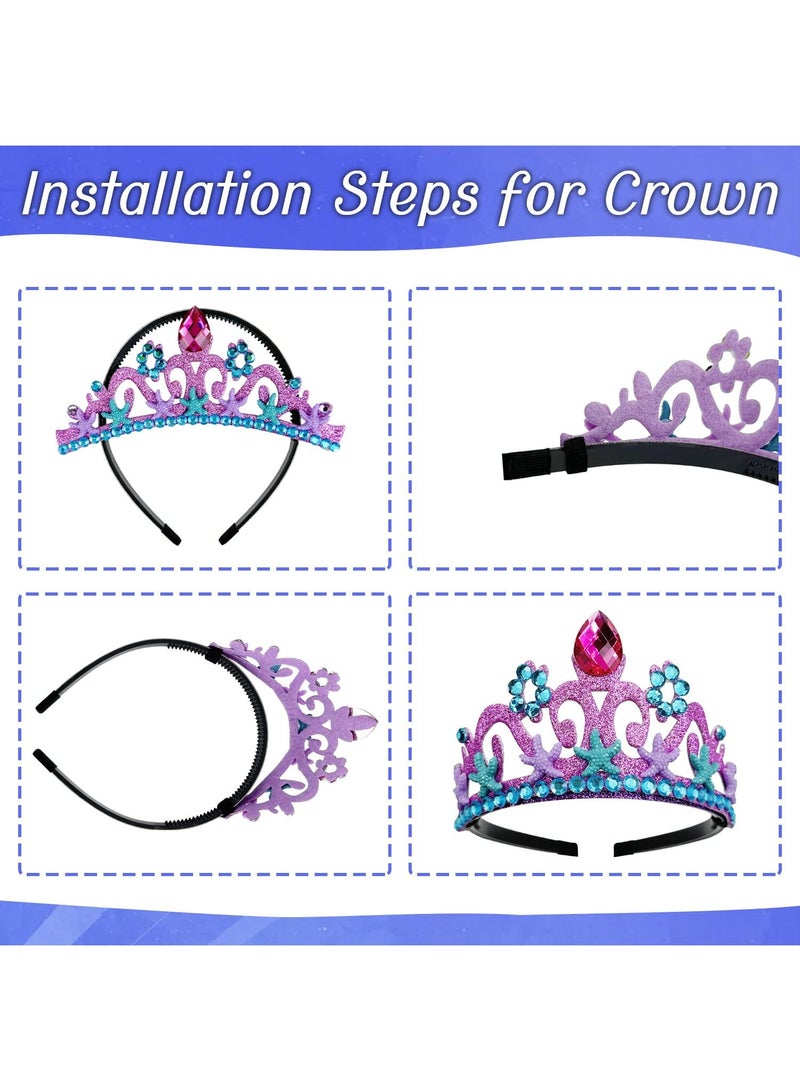 Sweet seven Enchanting Mermaid Princess Necklace, Bracelet, and Ear Clips Set - Colorful Pretend Play Accessories for Girls' Party Dresses - Image 4