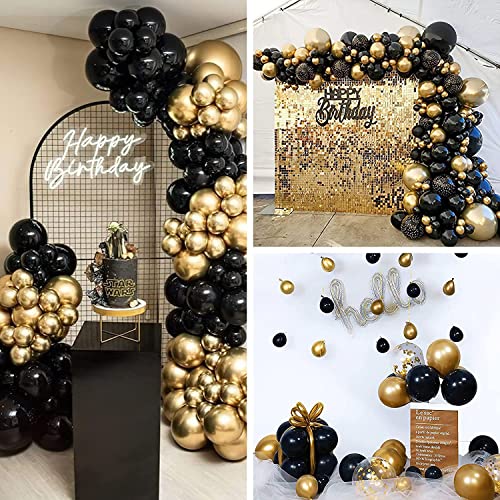 Flyloons 100 pcs Golden and Black Chrome Balloons for Birthday decoration celebration Anniversary baby shower Girls Boys Men Women - Image 3